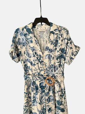dress forum linen blend floral midi dress Dress Forum Vintage Lemonade Tulip Hem Midi Wrap Dress